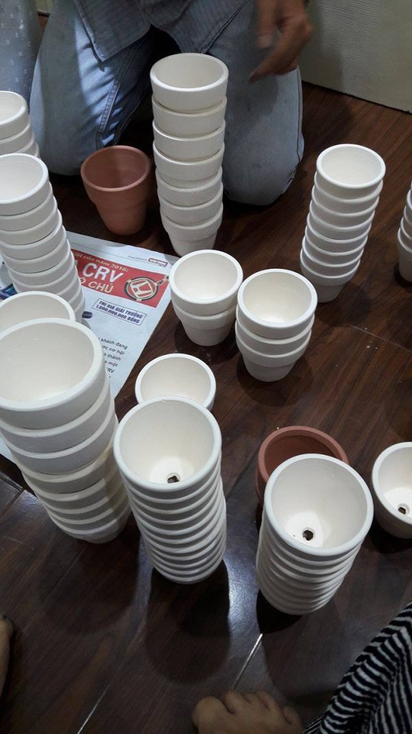 chau-dat-nung-trang chậu đất nung trắng